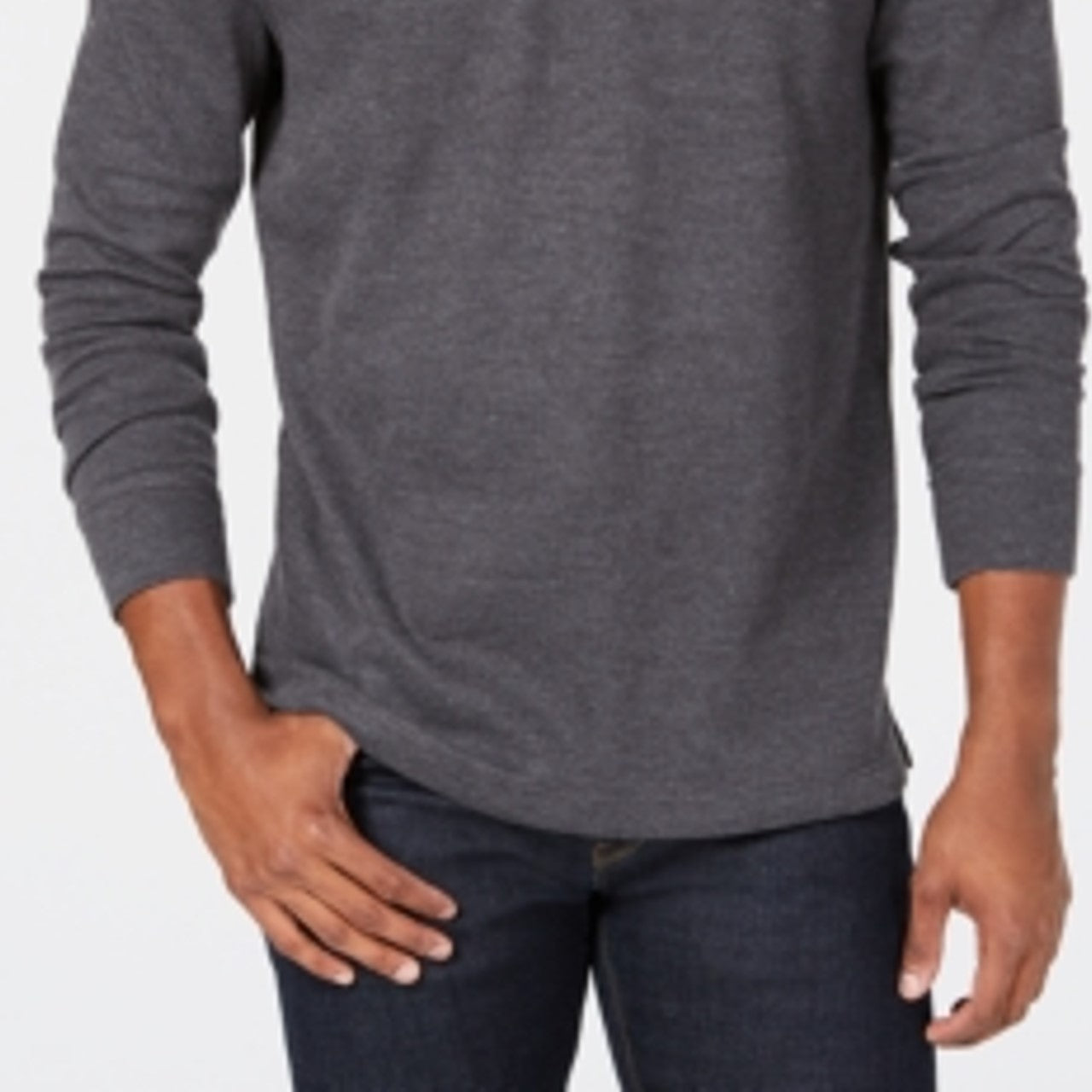 Club Room Men's Quarter Zip French Rib Pullover Gray Size Large