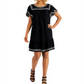 Style & Co Women's Embroidered Flutter Sleeve Midi Dress Black Size X-Large