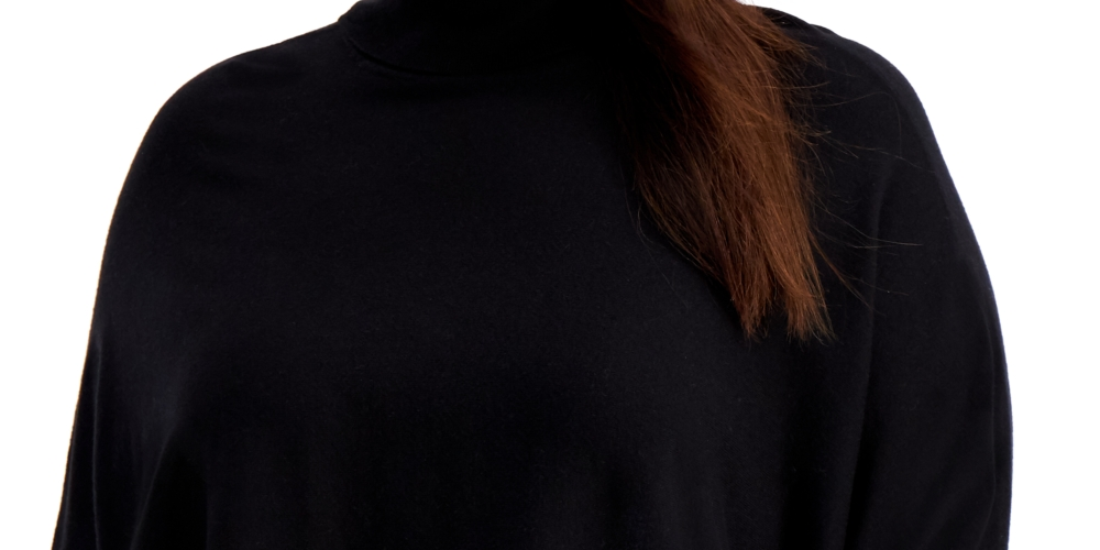 Alfani Women's Drop Shoulder Turtleneck Sweater Black Size 2X