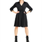 INC International Concepts Women's 3/4 Sleeve Belted Shirtdress Black Size 8