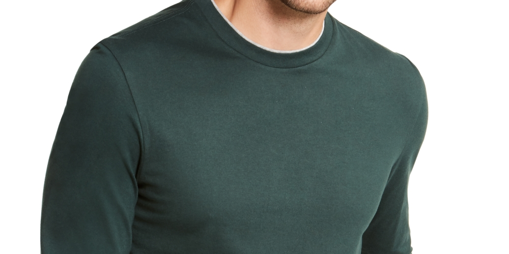 Club Room Men's Doubler Crewneck T-Shirt Green Size Small