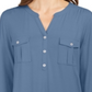 Style & Co Women's Split Neck Roll Tab Sleeve Top Blue Size Medium