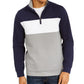 Club Room Men's Colorblocked Quarter Zip Fleece Sweatshirt Blue Size XX-Large