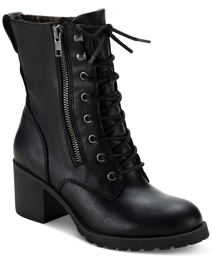 Sun + Stone Women's Sloanie Lace Up Lug Sole Hiker Booties Black Size 9.5 M
