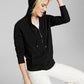 Charter Club Women's Cashmere Zip Hoodie Black Size Medium