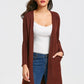 INC International Concepts Women's Ribbed Duster Cardigan Brown Size XX-Large