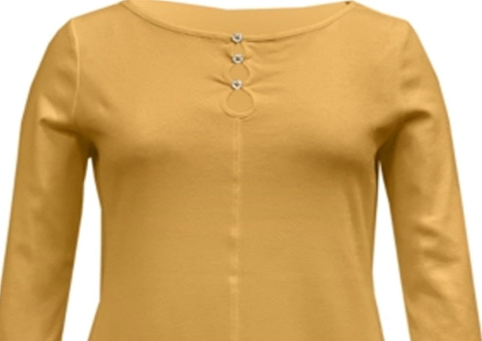 Karen Scott Women's Cotton Triple Keyhole Top Yellow Size XX-Large
