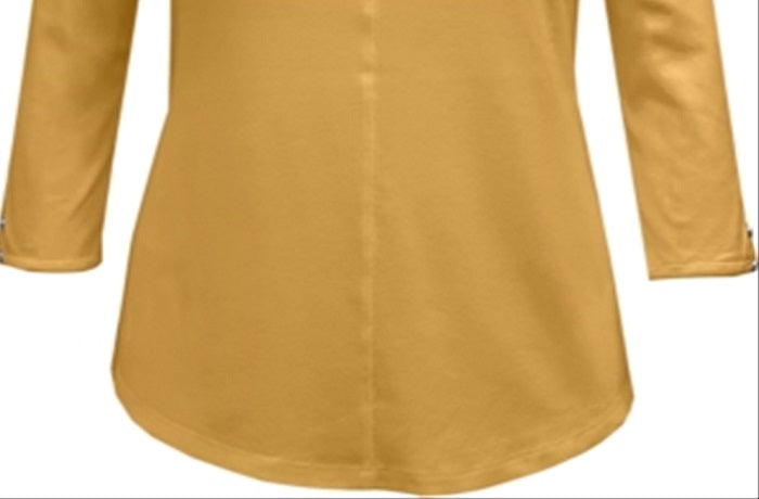 Karen Scott Women's Cotton Triple Keyhole Top Yellow Size XX-Large