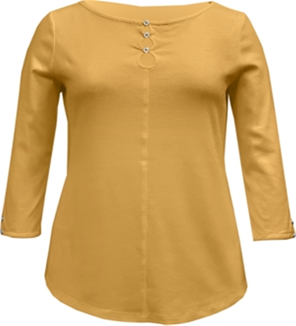 Karen Scott Women's Cotton Triple Keyhole Top Yellow Size XX-Large