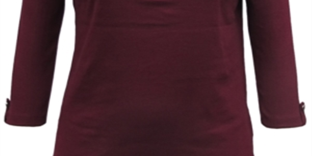 Karen Scott Women's Cotton 3/4 Sleeve Top Wine Size Small