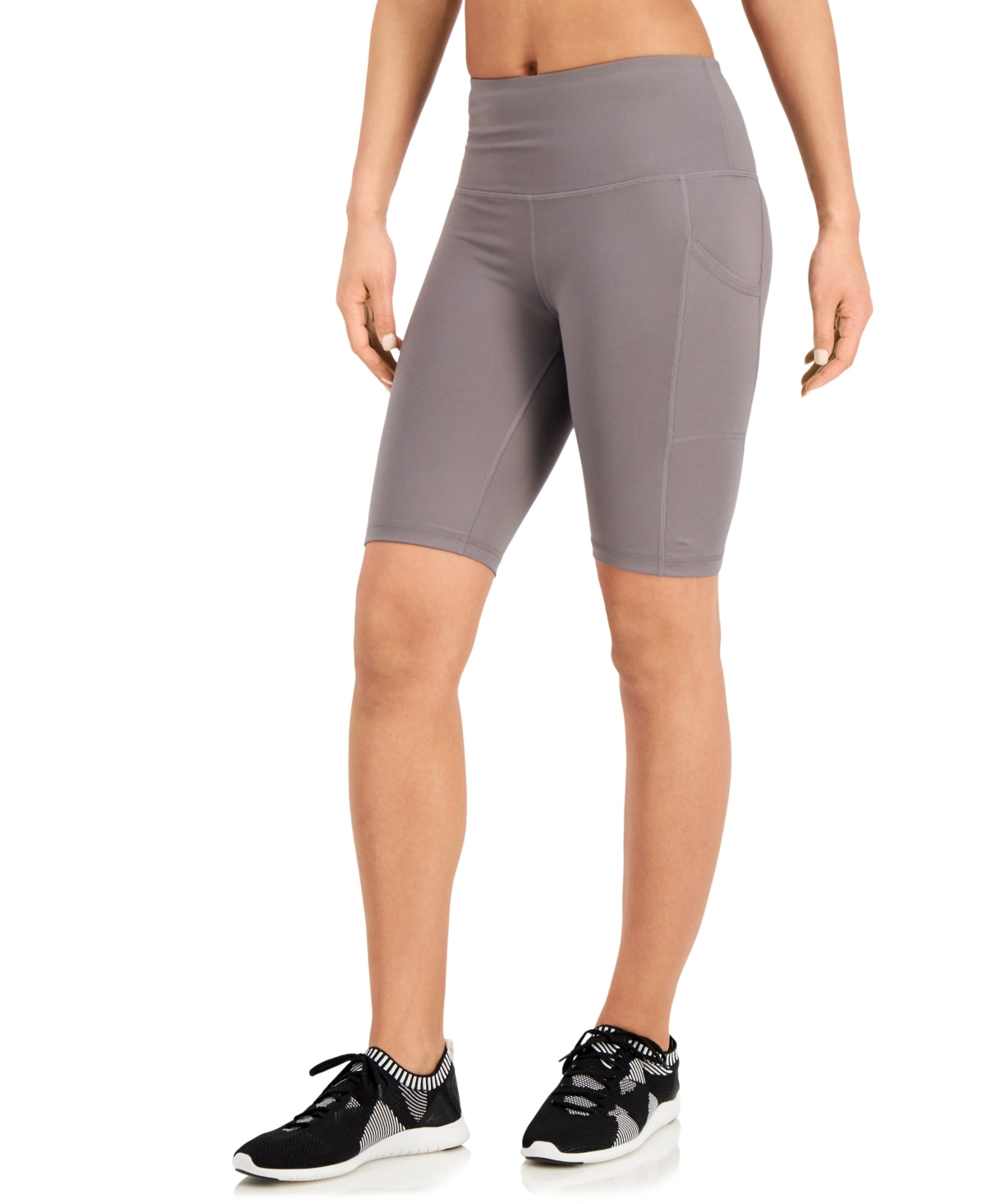 ID Ideology Women's 10 High Rise Pocket Bike Shorts Gray Size Medium