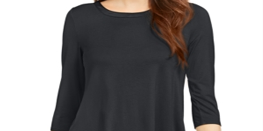 Alfani Women's 3/4 Sleeve Top Gray Size Large