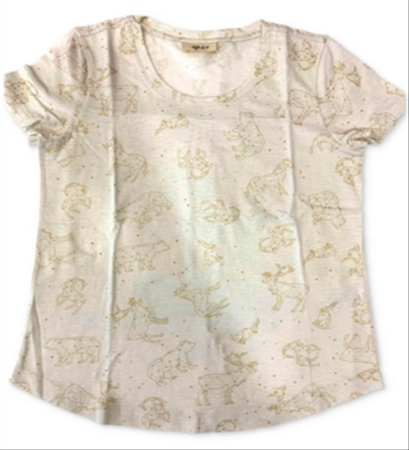 Style & Co Women's Cotton Printed T-Shirt Brown Size Large
