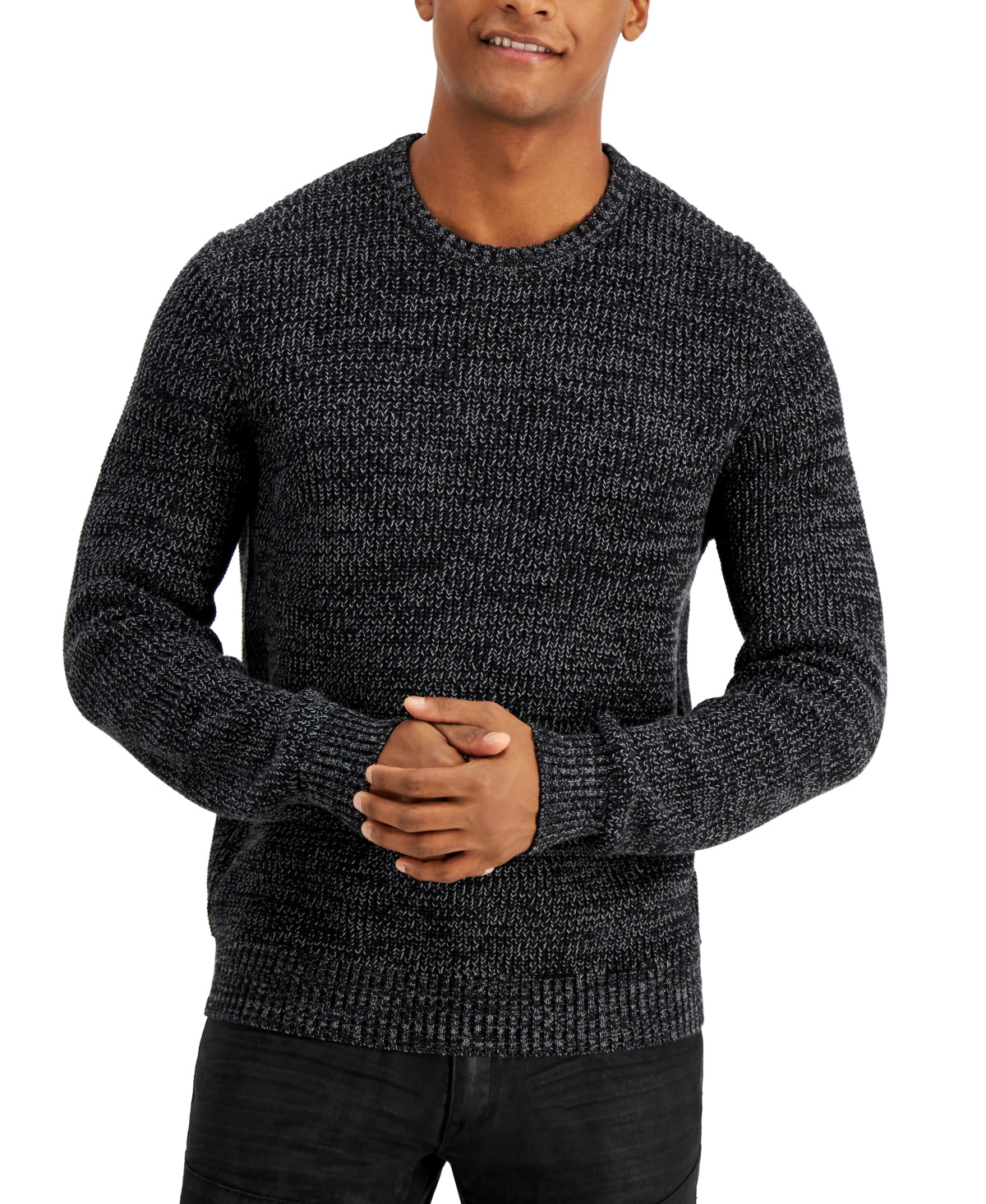 INC International Concepts Men's Page Crewneck Sweater Black Size Medium