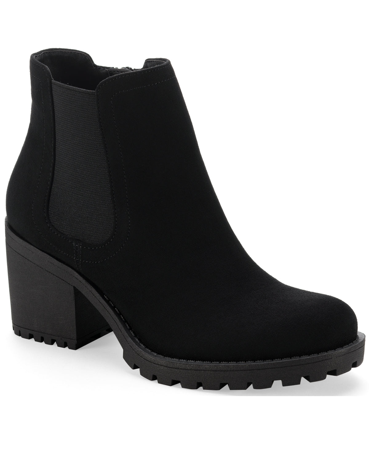 Sun + Stone Women's Morghan Lug Sole Block Heel Booties Black Size 6 M