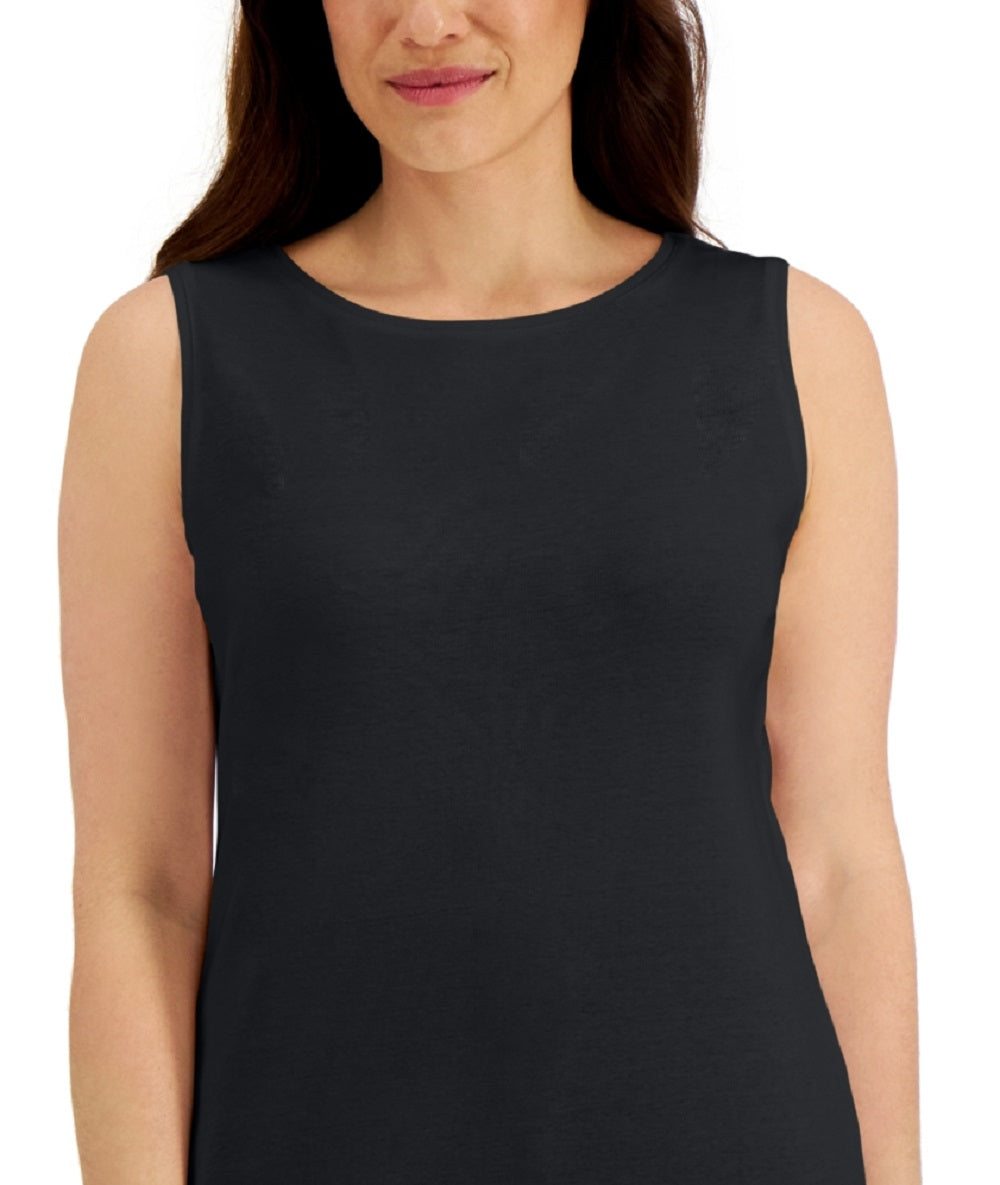 Karen Scott Women's Cotton Scoop Neck Top Black Size Small