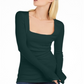 INC International Concepts Women's Square Neck Ribbed Top Green Size Large