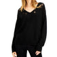 Bar Iii Womens Long Sleeve V Neck Sweater Black Size XXL