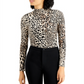 Bar III Women's Cheetah Print Mock Neck Bodysuit Brown Size XX-Large