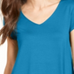 Alfani Women's V Neck Knit T-Shirt Blue Size Large