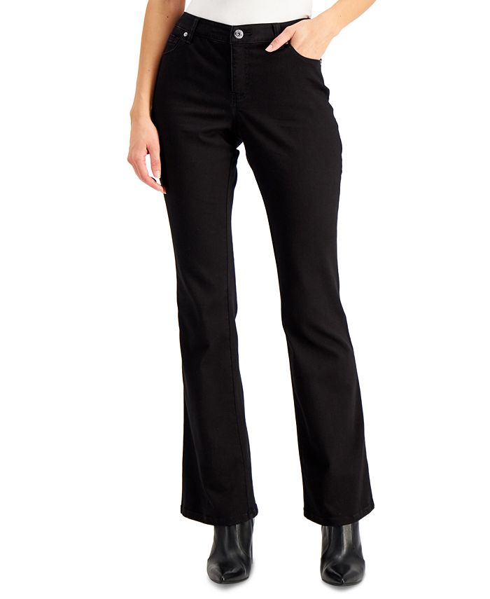 INC International Concepts Women's Mid Rise Bootcut Jeans Black Size 14 Petite