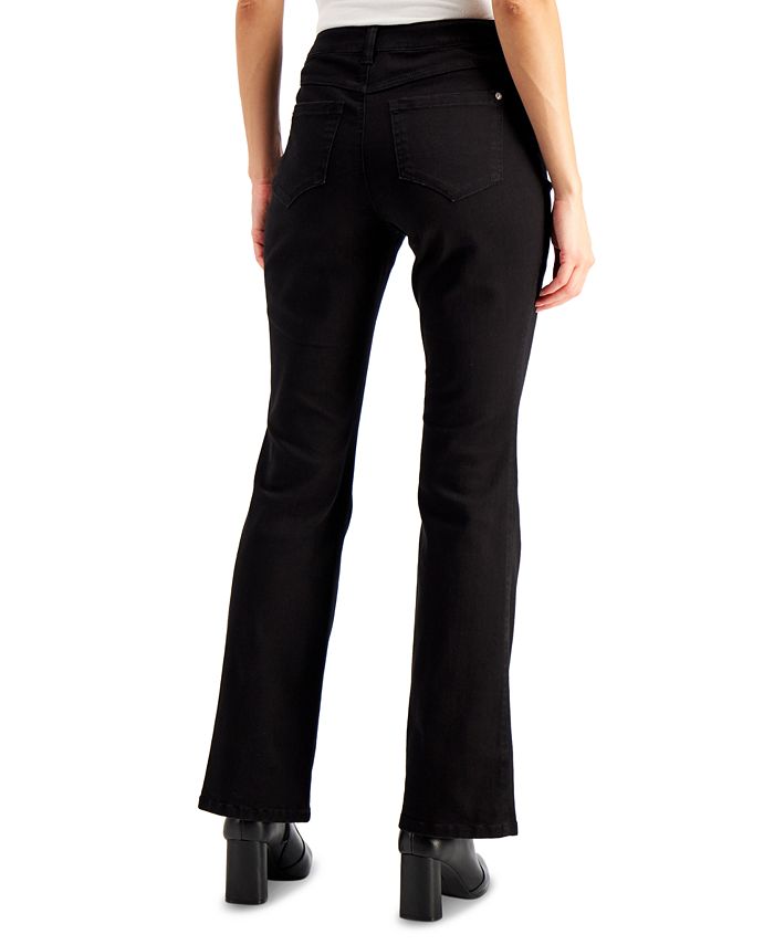 INC International Concepts Women's Mid Rise Bootcut Jeans Black Size 14 Petite