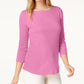 Charter Club Women's Pima Cotton Boat Neck Top Pink Size Small