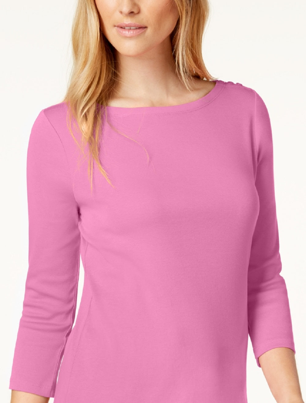 Charter Club Women's Pima Cotton Boat Neck Top Pink Size XX-Large