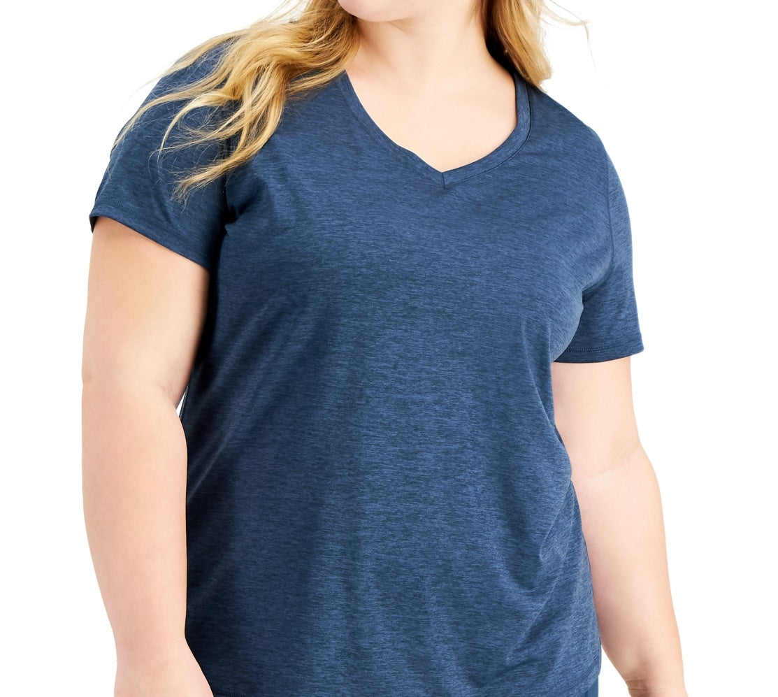ID Ideology Women's Plus Rapidry V Neck Performance T-Shirt Blue Size 1X