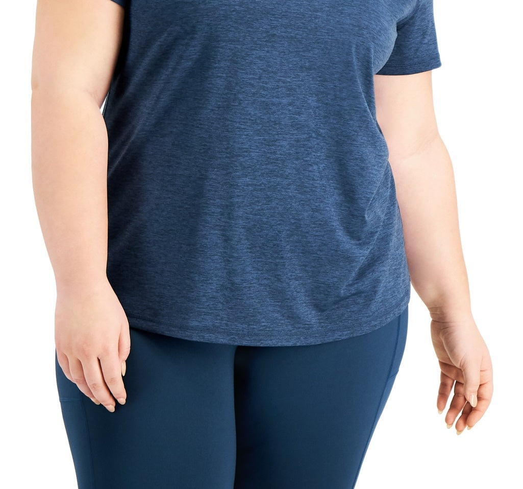 ID Ideology Women's Plus Rapidry V Neck Performance T-Shirt Blue Size 1X