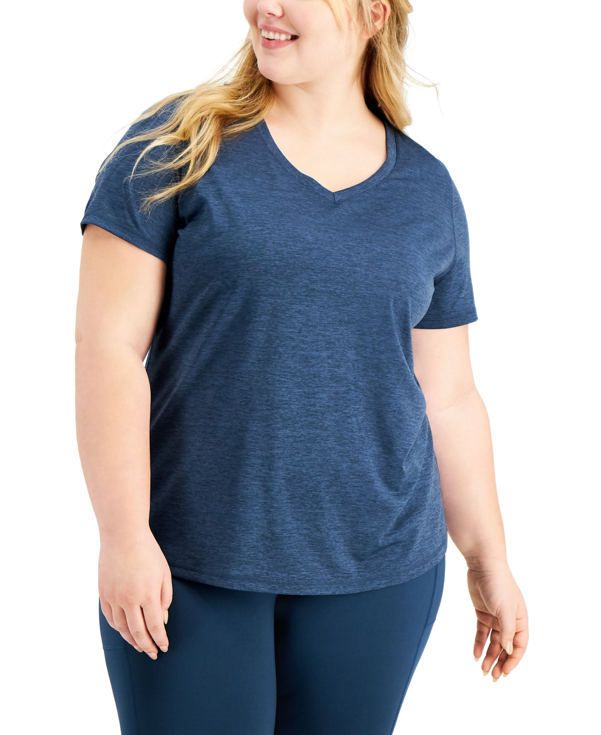 ID Ideology Women's Plus Rapidry V Neck Performance T-Shirt Blue Size 1X