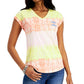Style & Co Women's Take It Easy Graphic Print Top Yellow Size Petite Medium