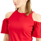 INC International Concepts Women's Cold Shoulder Balloon Sleeve Top Red Size XX-Large