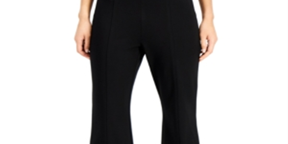 Alfani Women's Modern Lounge Seamed High Rise Pull On Pants Black Size 12
