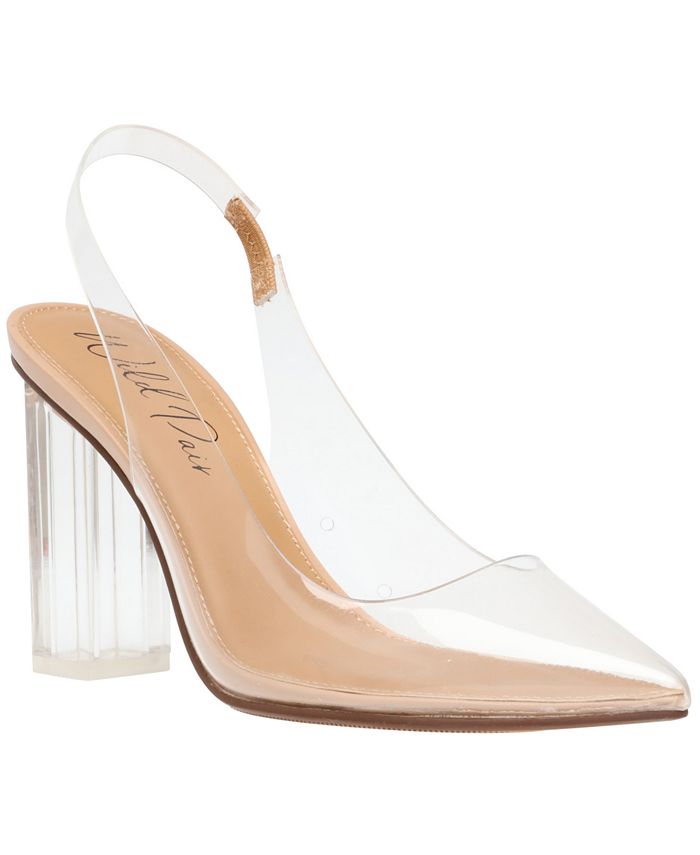 Wild Pair Women's Dharma Slingback Clear Vinyl Pumps Brown Size 7.5 M