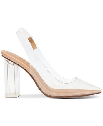 Wild Pair Women's Dharma Slingback Clear Vinyl Pumps Brown Size 7.5 M
