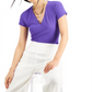 INC International Concepts Women's Ribbed V Neck Top Purple Size X-Large