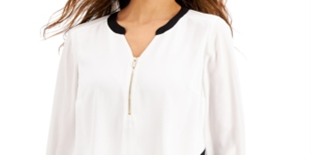 JM Collection Women's Colorblocked Top White Size X-Large