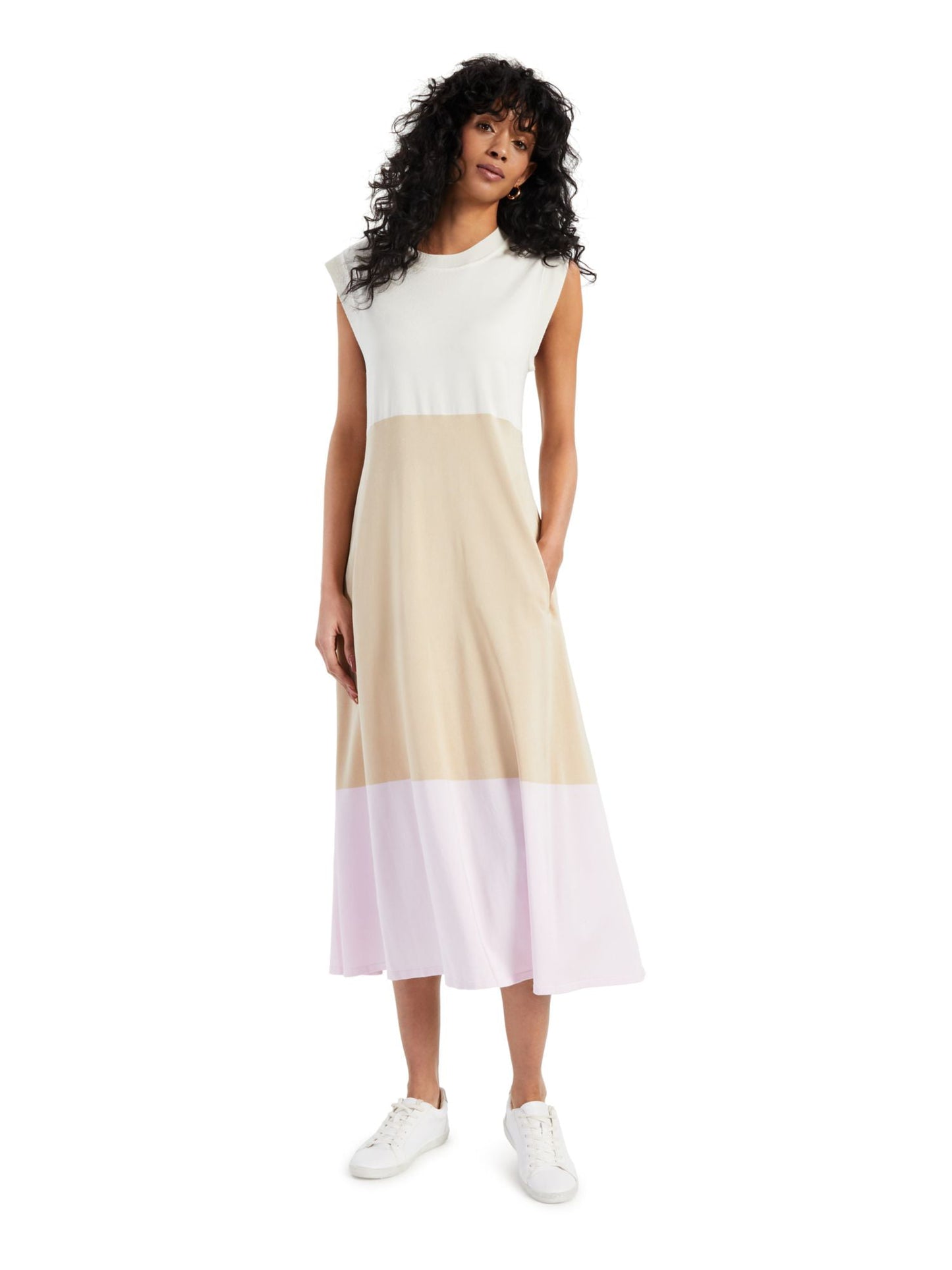 Alfani Women's Modern Lounge Colorblocked Maxi Dress White Size Large