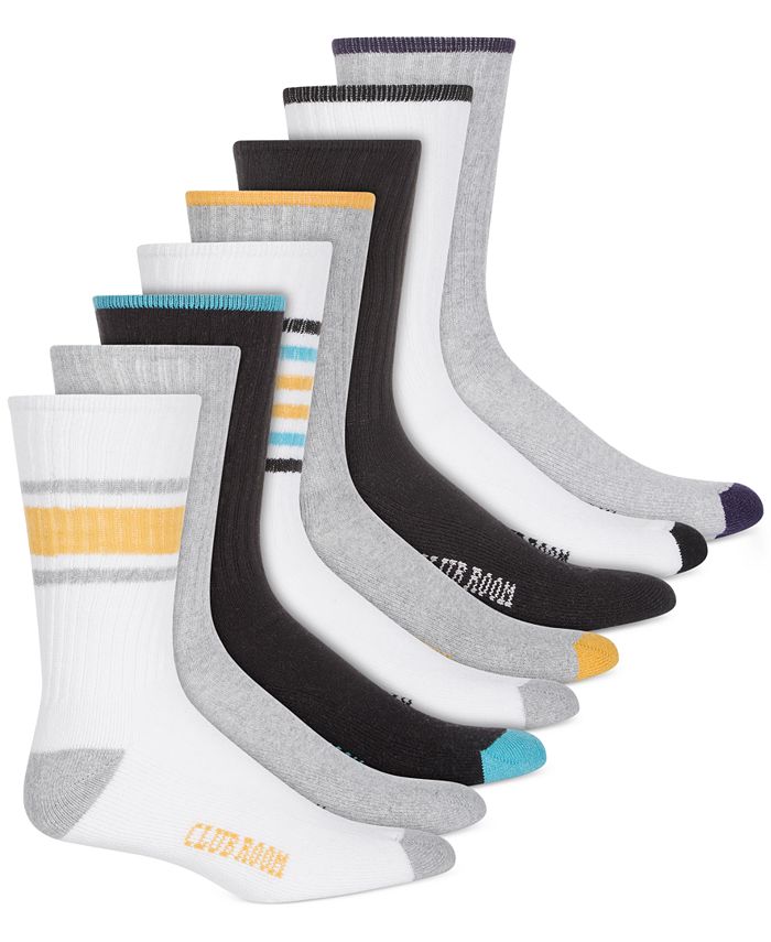 Club Room Men's 8 Pack Striped Crew Socks Yellow Size Regular