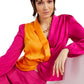 INC International Concepts Women's Colorblocked Twist-Front Blouse Pink Size Large