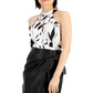 INC International Concepts Women's Printed Cutout Sleeveless Blouse White Size X-Small