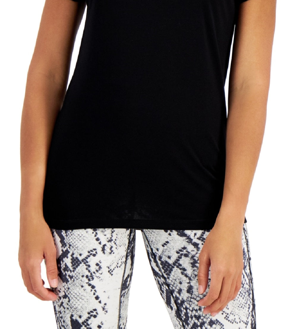 ID Ideology Women's Scoop Neck T-Shirt Black Size Medium