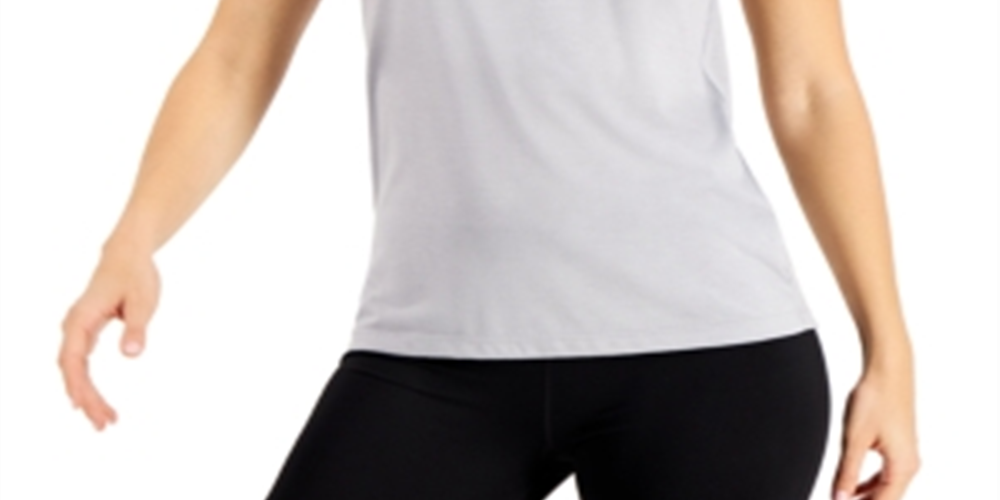 ID Ideology Women's Scoop-Neck T-Shirt Gray Size Small