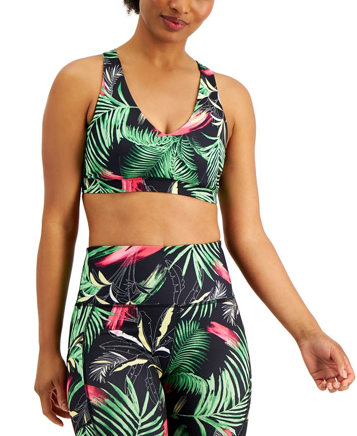 Ideology Women's Intimates Removable Pads Sports Bra Black Size X-Large