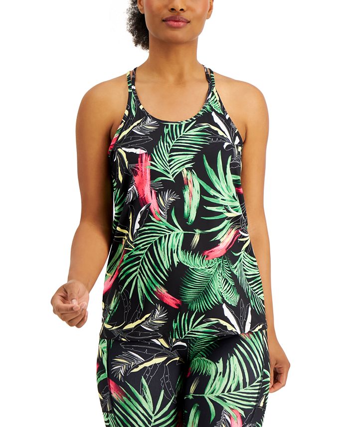 ID Ideology Women's Spaghetti Strap Scoop Neck Active Wear Tank Top Black Size X-Small