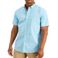 Club Room Men's Texture Check Stretch Cotton Shirt Blue Size Medium