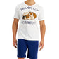 Club Room Men's 2 Pc Napping Bulldog Graphic Pajama T-Shirt & Shorts Set White Size XX-Large