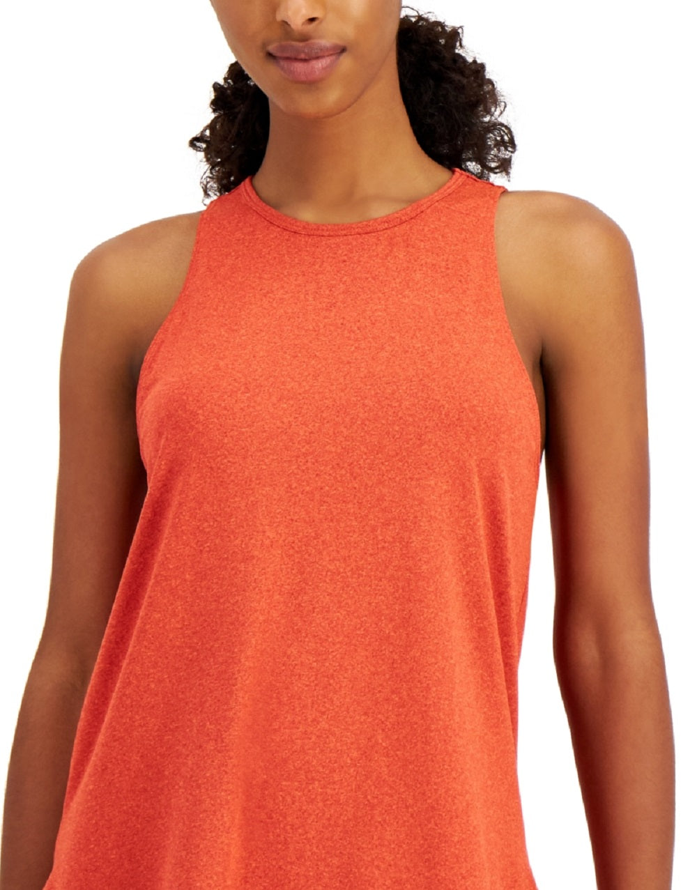 Ideology Women's Stretch Moisture Wicking Flat Seems Heather Sleeveless Crew Neck Top Orange Size Medium