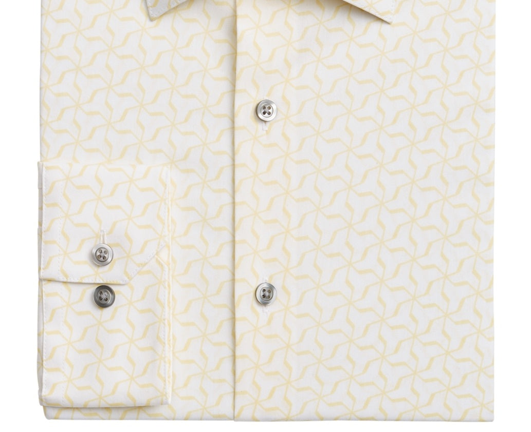 Alfani Men's Slim Fit 2 Way Stretch Performance Dress Shirt Yellow Size 12X34-35